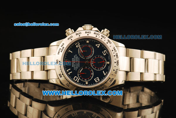 Rolex Daytona Chronograph Swiss ETA 7750 Automatic Movement with Blue Dial and White Numeral Markers - Click Image to Close